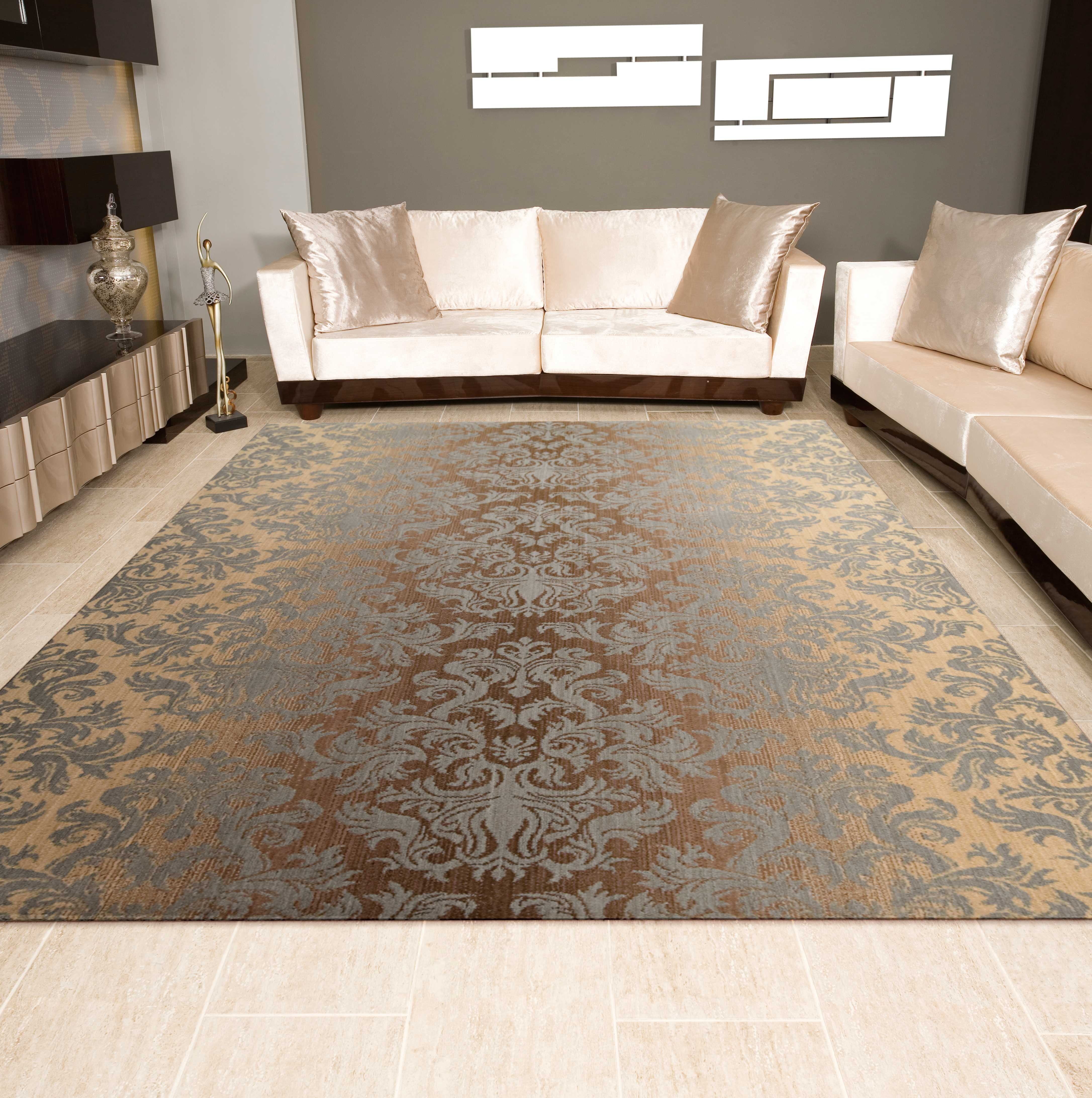 Traditional & Oriental Rugs Riviera Riv-06 Lt. Brown - Chocolate & Lt. Gold - Gold Machine Made Rug