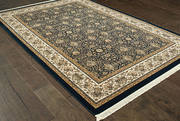 Traditional & Oriental Rugs Masterpiece 1331B Medium Blue - Navy & Lt. Gold - Gold Machine Made Rug