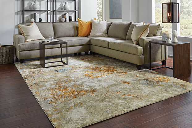 Contemporary & Transitional Rugs Evolution 8031B Ivory - Beige & Rust - Orange Machine Made Rug