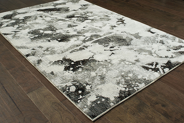 Contemporary Rugs & Transitional Rugs Evolution 8035B Black - Charcoal & Ivory - Beige Machine Made Rug