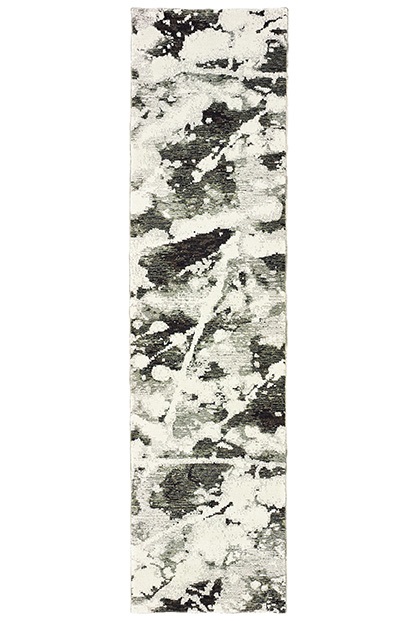 Contemporary & Modern Rugs Evolution 8035B Black - Charcoal & Ivory - Beige Machine Made Rug