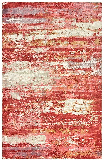 Contemporary & Modern Rugs Formations 70004 Red - Burgundy & Ivory - Beige Hand Crafted Rug