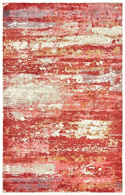 Contemporary Rugs & Transitional Rugs Formations 70004 Red - Burgundy & Ivory - Beige Hand Crafted Rug