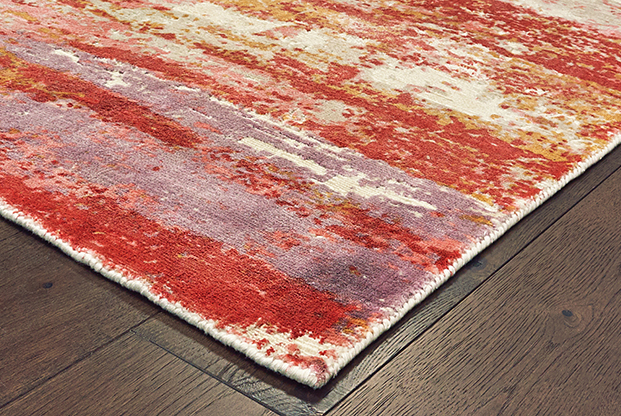 Contemporary Rugs & Transitional Rugs Formations 70004 Red - Burgundy & Ivory - Beige Hand Crafted Rug