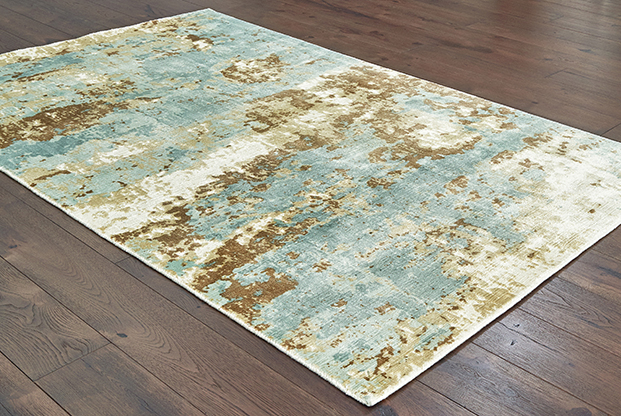 Contemporary Rugs & Transitional Rugs Formations 70001 Lt. Blue - Blue & Ivory - Beige Hand Crafted Rug