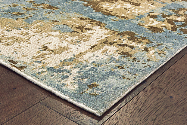Contemporary & Modern Rugs Formations 70001 Lt. Blue - Blue & Ivory - Beige Hand Crafted Rug