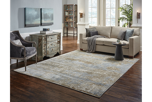 Contemporary & Modern Rugs Formations 70001 Lt. Blue - Blue & Ivory - Beige Hand Crafted Rug