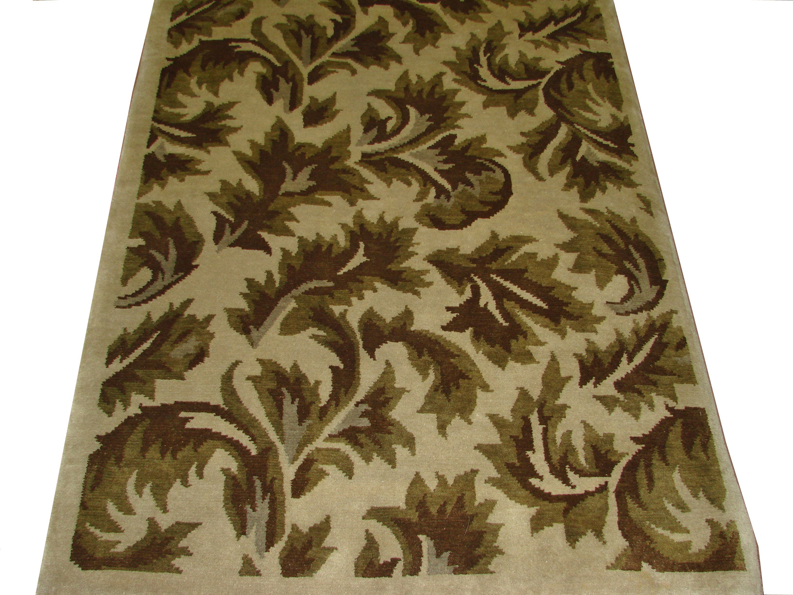 Clearance & Discount Rugs Tibet-Textile 0286 Ivory - Beige & Green Hand Knotted Rug