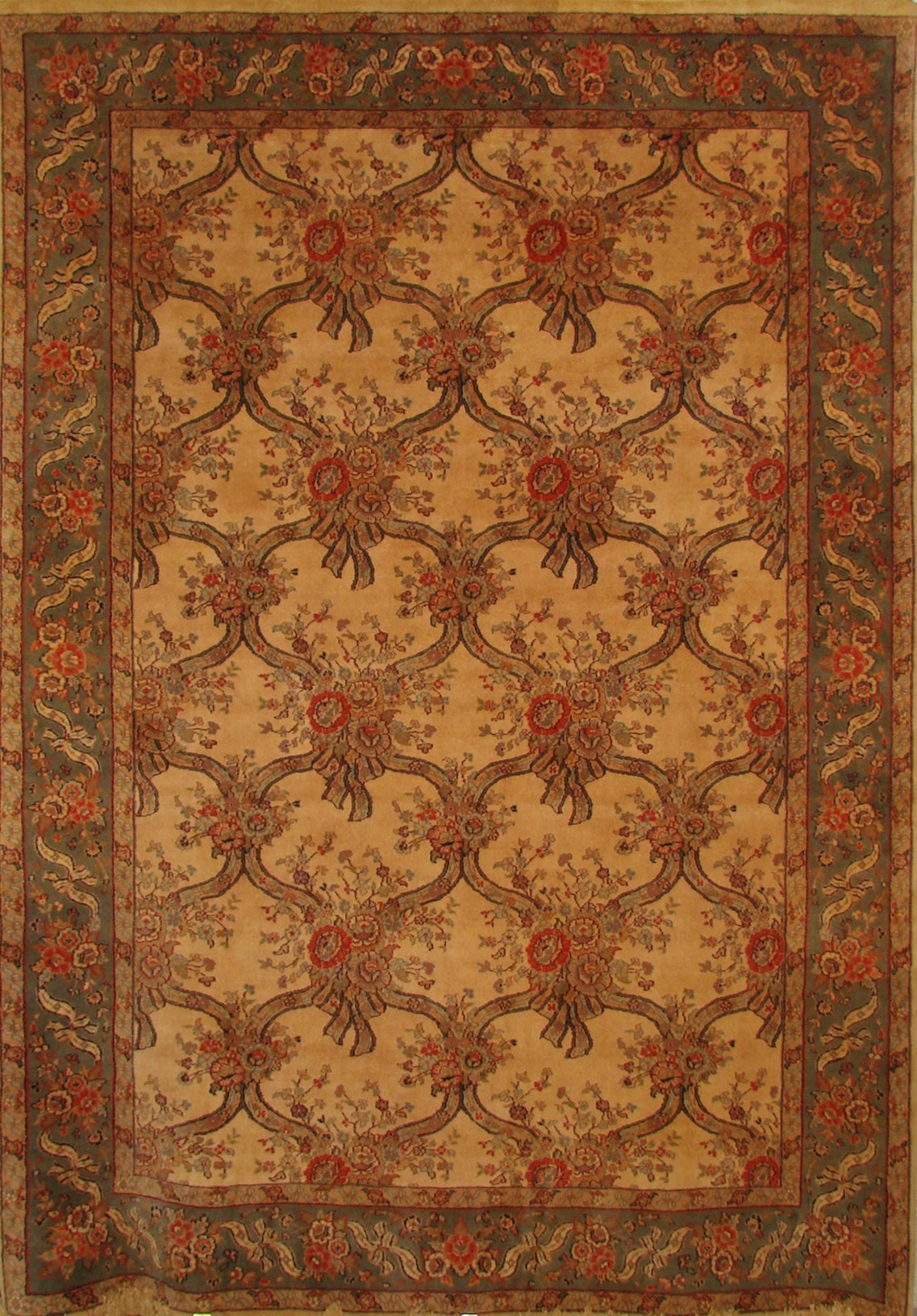 Clearance & Discount Rugs R Rose- JDW 0731 Lt. Gold - Gold & Green Hand Knotted Rug