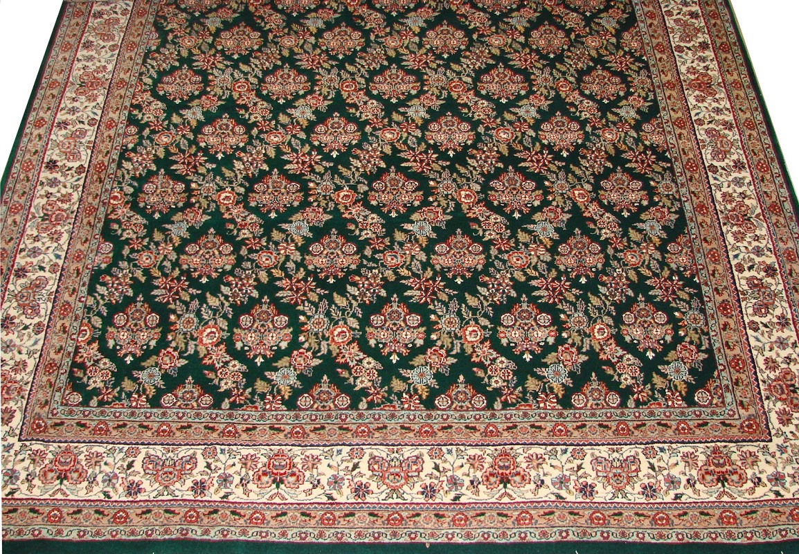 Clearance & Discount Rugs Gulab-Bijar-JEW 0748 Green & Ivory - Beige Hand Knotted Rug