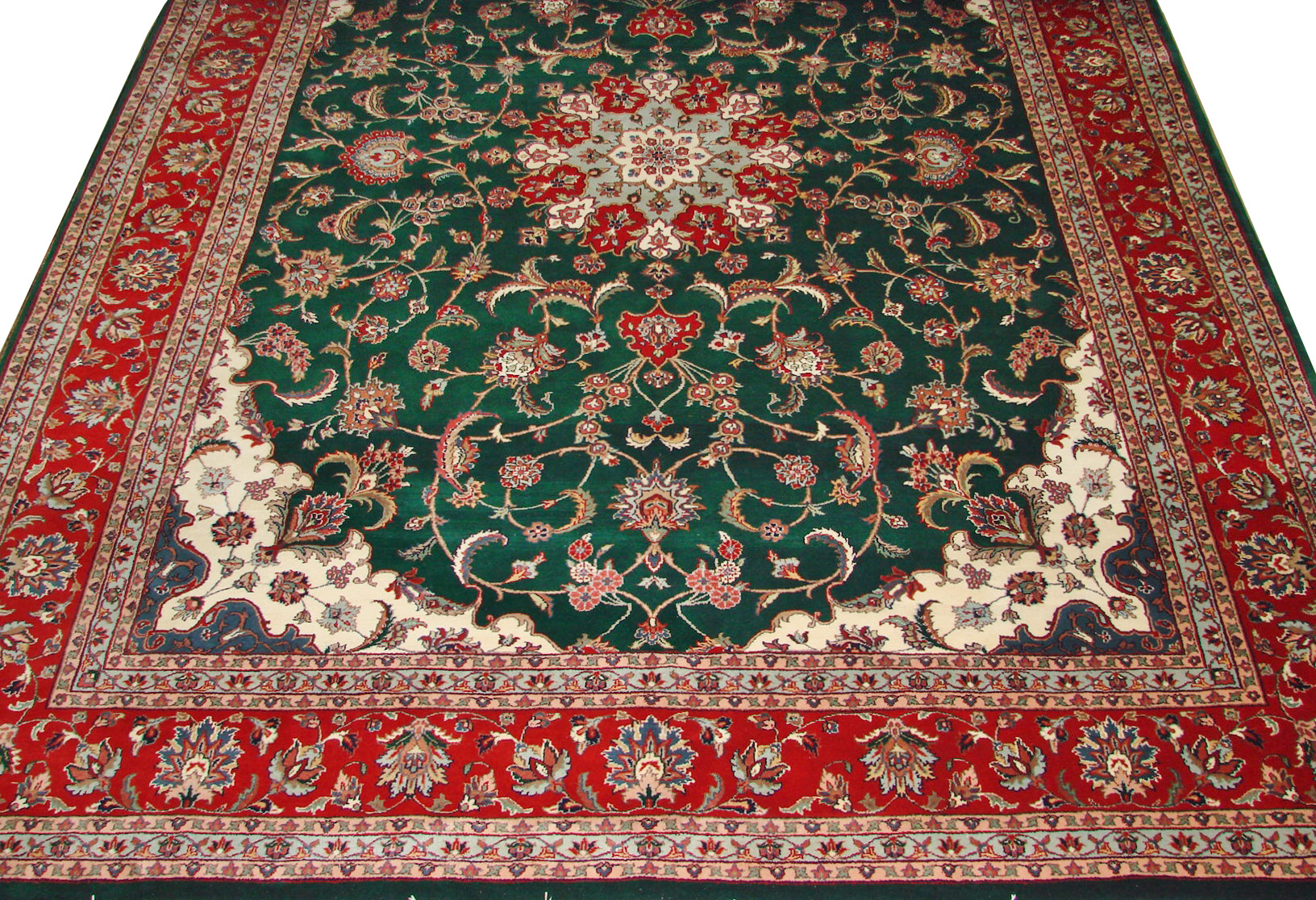 Clearance & Discount Rugs Isphahan-JDW 0762 Green & Red - Burgundy Hand Knotted Rug