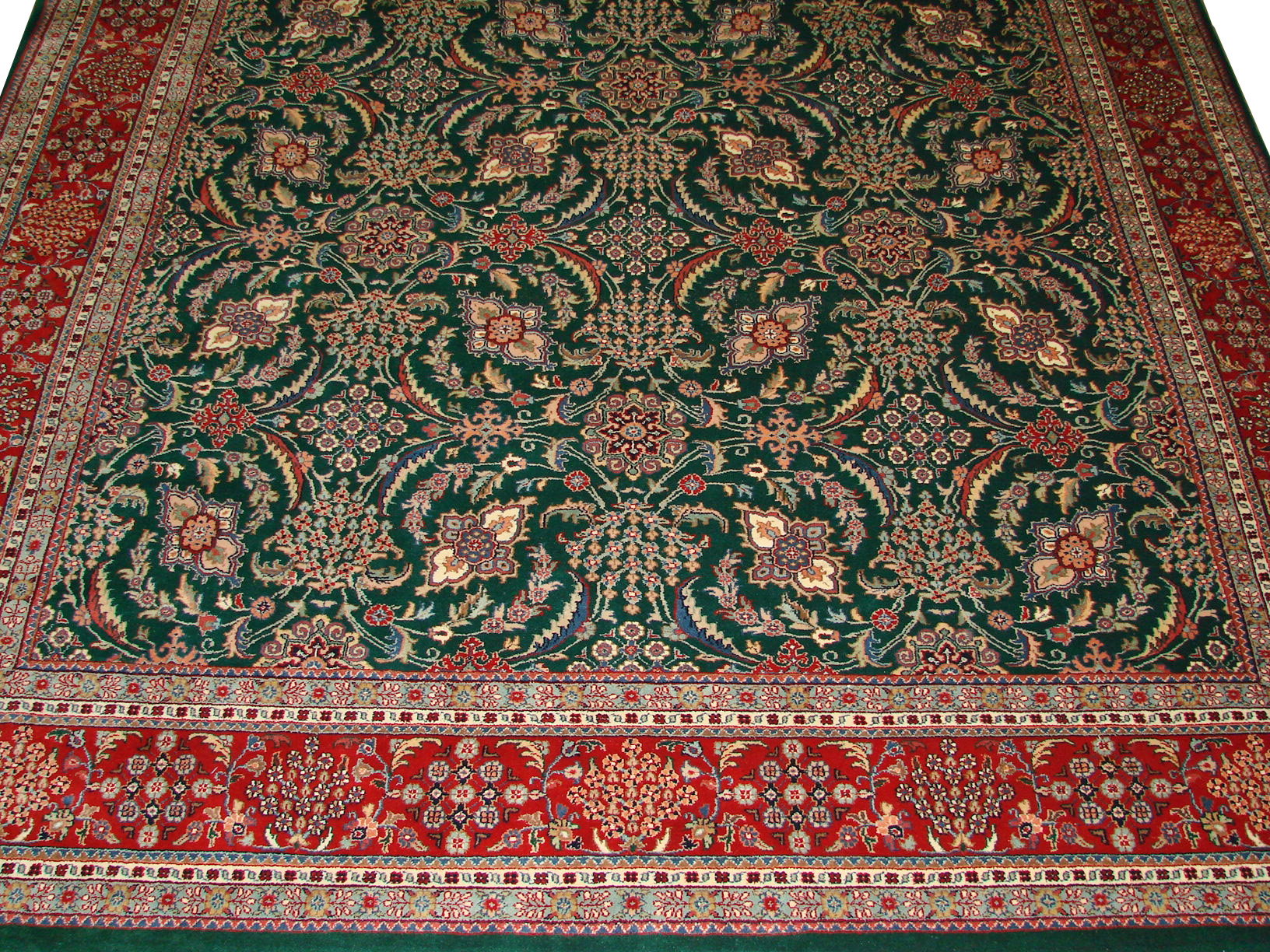Clearance & Discount Rugs Shahbaaz-JDW 0769 Green & Red - Burgundy Hand Knotted Rug