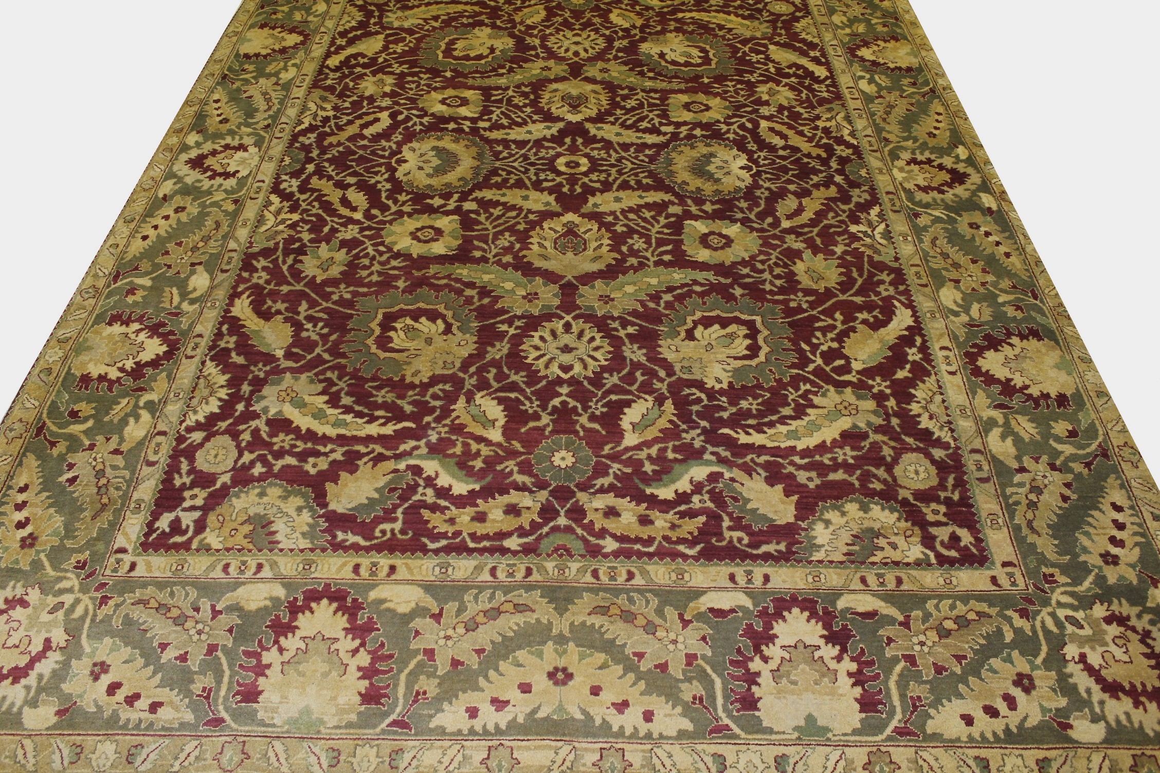 Clearance & Discount Rugs Agra BG-212 0792 Red - Burgundy & Lt. Gold - Gold Hand Knotted Rug