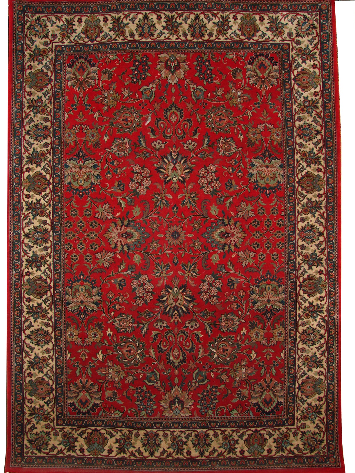 Clearance & Discount Rugs Keshmar 11x55 04074 Red - Burgundy & Ivory - Beige Hand Knotted Rug