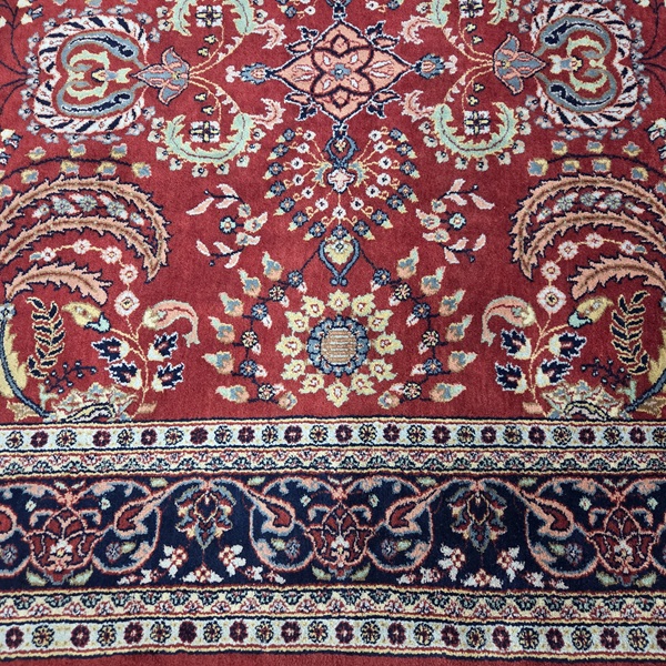 Clearance & Discount Rugs Lillihan 01474 Red - Burgundy & Medium Blue - Navy Hand Knotted Rug
