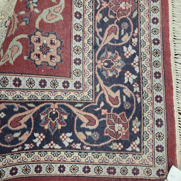 Clearance & Discount Rugs Lillihan 01474 Red - Burgundy & Medium Blue - Navy Hand Knotted Rug