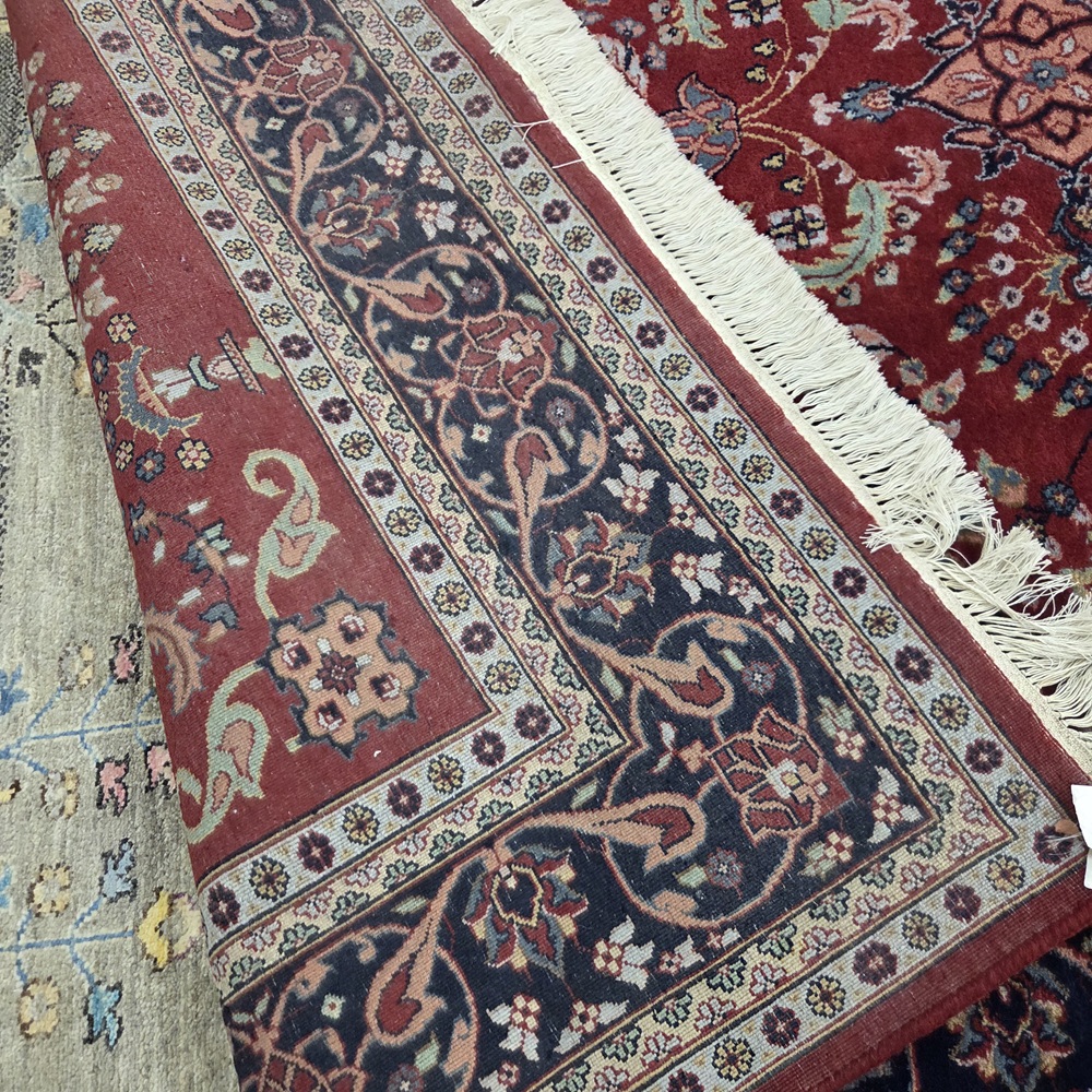 Clearance & Discount Rugs Lillihan 01474 Red - Burgundy & Medium Blue - Navy Hand Knotted Rug