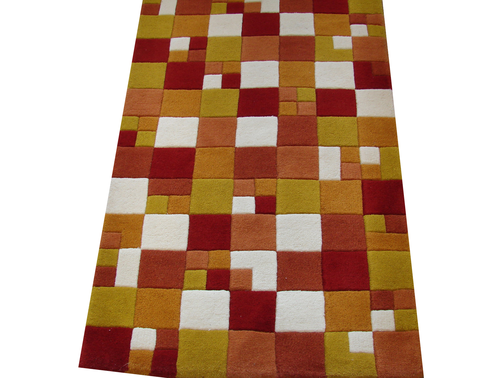 Clearance & Discount Rugs Paris-Squares-Tufted 02202 Ivory - Beige & Rust - Orange Hand Tufted Rug