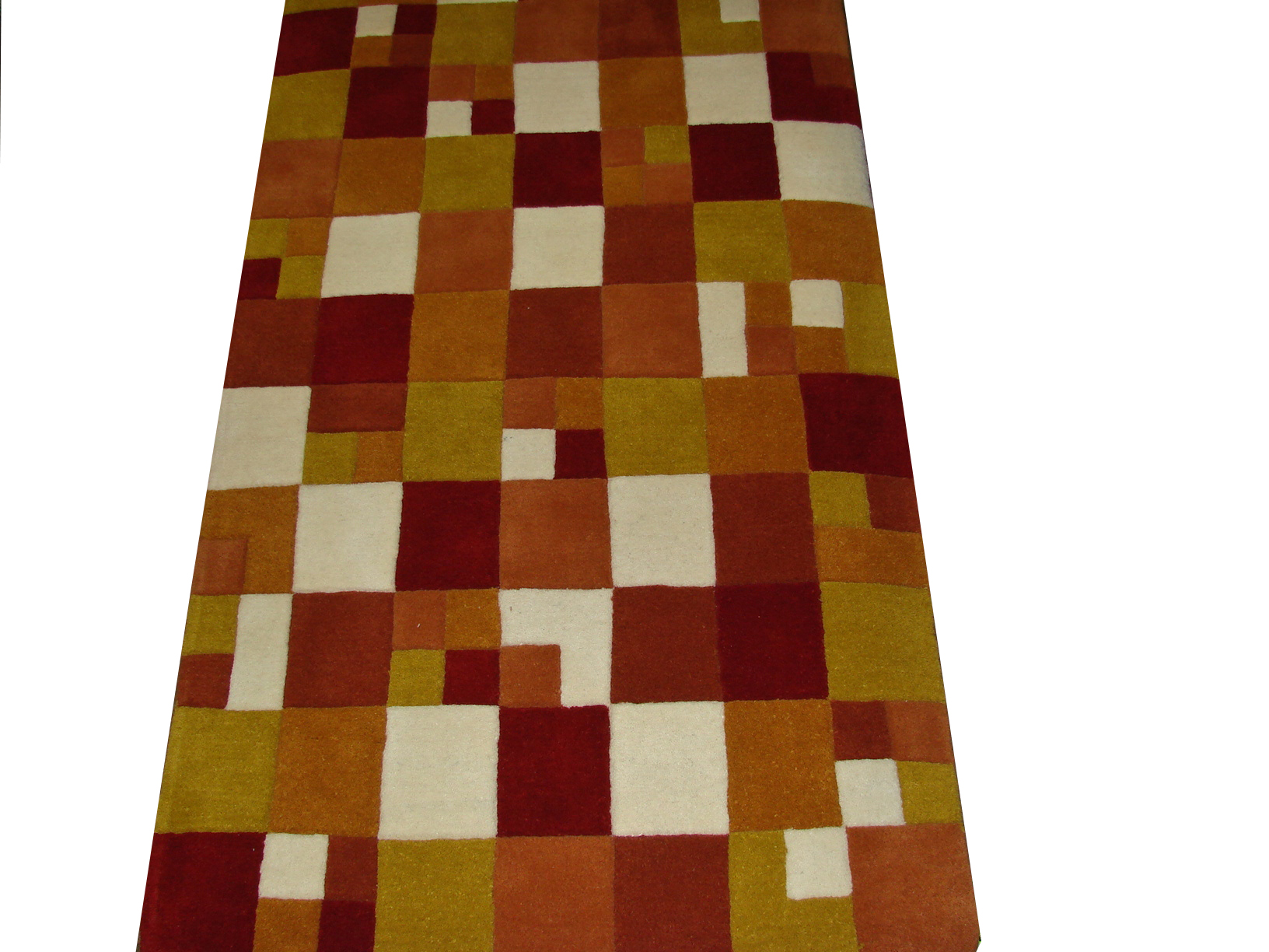 Clearance & Discount Rugs Paris-Squares-Tufted 02204 Ivory - Beige & Rust - Orange Hand Tufted Rug