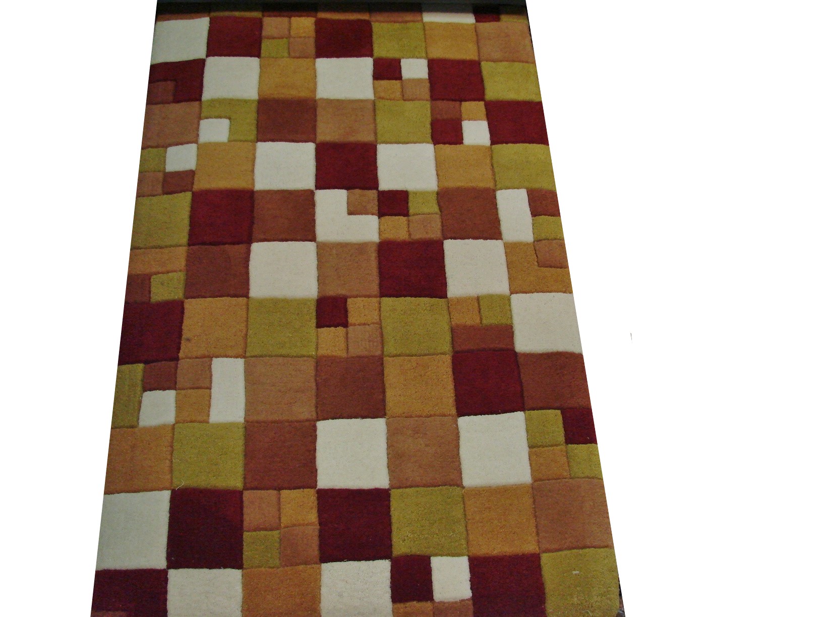 Clearance & Discount Rugs Paris-Squares-Tufted 02207 Ivory - Beige & Rust - Orange Hand Tufted Rug