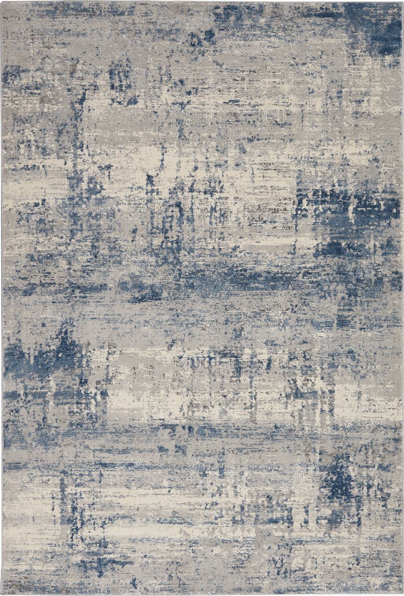 Contemporary & Modern Rugs Rustic Textures RUS10 Lt. Blue - Blue & Ivory - Beige Machine Made Rug