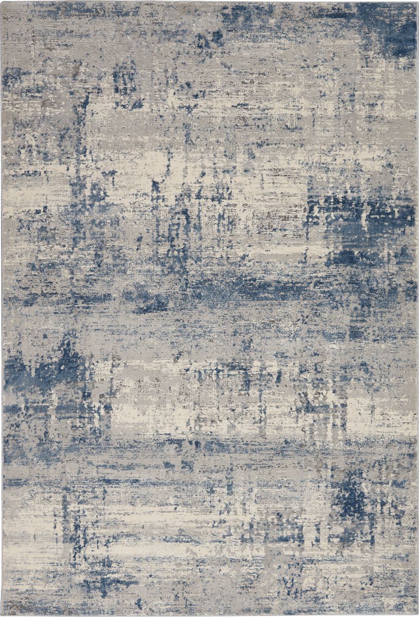 Contemporary Rugs & Transitional Rugs Rustic Textures RUS10 Lt. Blue - Blue & Ivory - Beige Machine Made Rug
