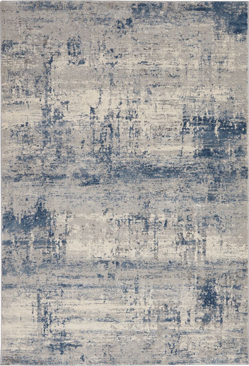 Contemporary & Transitional Rugs Rustic Textures RUS10 Lt. Blue - Blue & Ivory - Beige Machine Made Rug