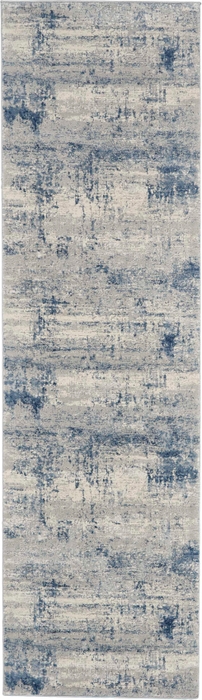 Contemporary & Modern Rugs Rustic Textures RUS10 Lt. Blue - Blue & Ivory - Beige Machine Made Rug