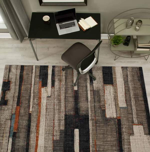Contemporary Rugs & Transitional Rugs Elements Compose Lt. Brown - Chocolate & Multi Machine Made Rug