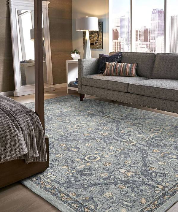 Transitional & Casual Rugs Euphoria Galway Lt. Grey - Grey & Lt. Blue - Blue Machine Made Rug