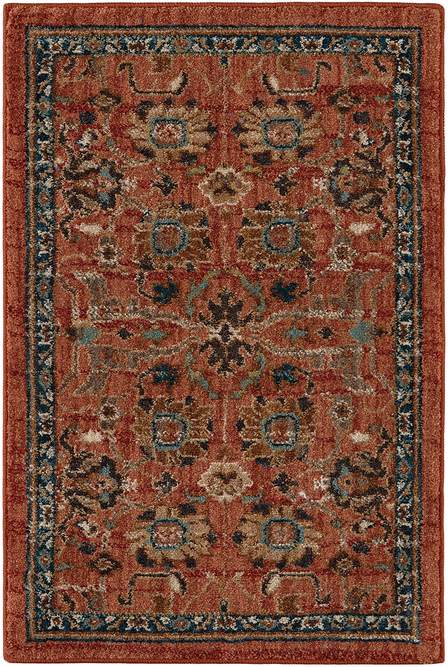 Traditional & Oriental Rugs Spice Market Keralam Spice Rust - Orange & Medium Blue - Navy Machine Made Rug