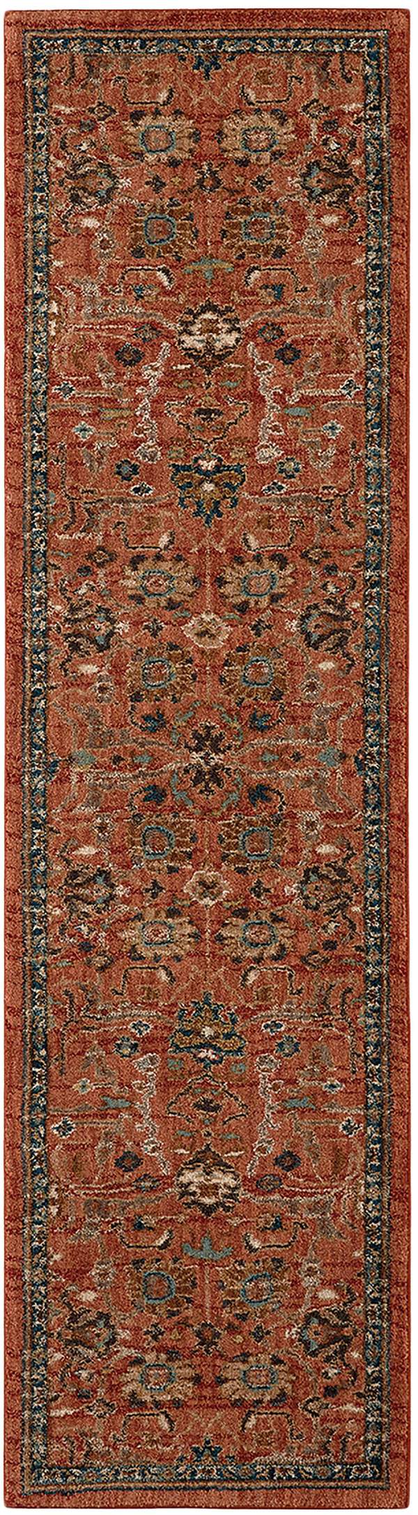 Traditional & Oriental Rugs Spice Market Keralam Spice Rust - Orange & Medium Blue - Navy Machine Made Rug