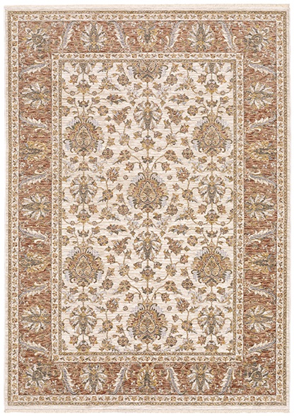 Traditional & Oriental Rugs Maharaja 5091Q Ivory - Beige & Rust - Orange Machine Made Rug