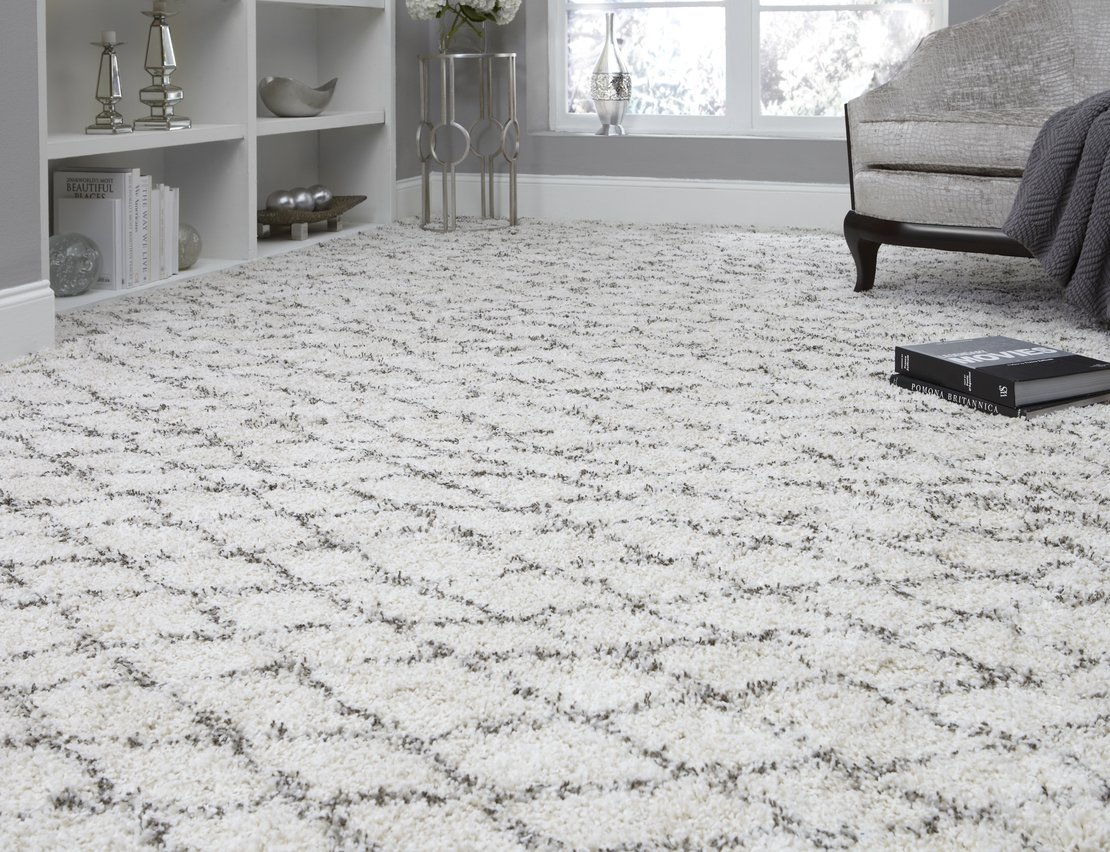 Shag Rugs Shaggy Kasbah Sel Del Mer Ivory - Beige & Lt. Grey - Grey Machine Made Rug