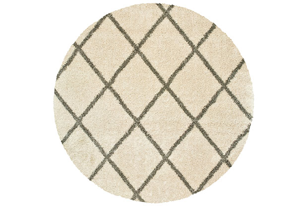 Round, Octagon & Square Rugs Henderson 90W Ivory - Beige & Lt. Grey - Grey Machine Made Rug