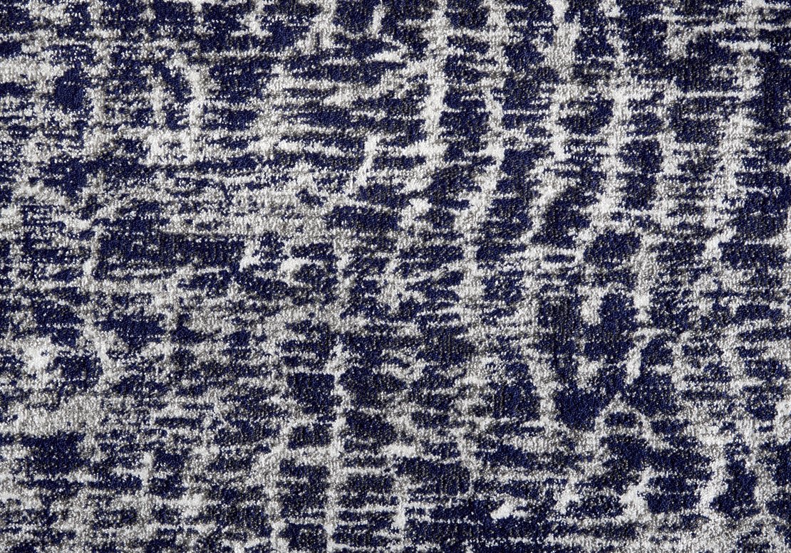 Custom & Wall to Wall Dreamscape Marine Medium Blue - Navy & Lt. Grey - Grey Machine Made Rug