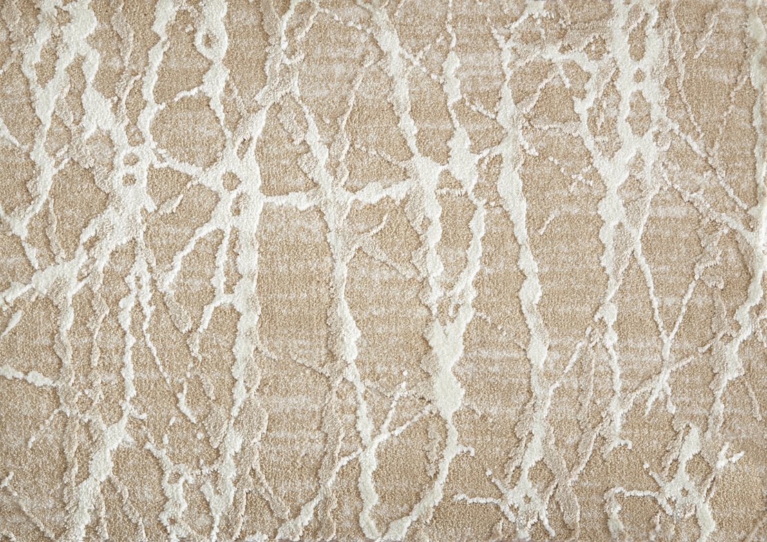 Custom Rugs, Runners & Rounds Sound Waves Sand Ivory - Beige Machine Made Rug