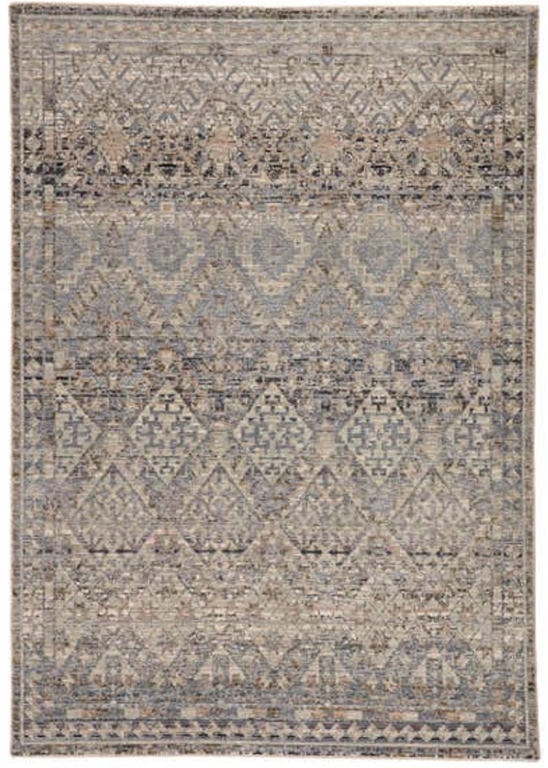 Contemporary & Transitional Rugs Valentia VLN-06 Medium Blue - Navy & Lt. Grey - Grey Machine Made Rug