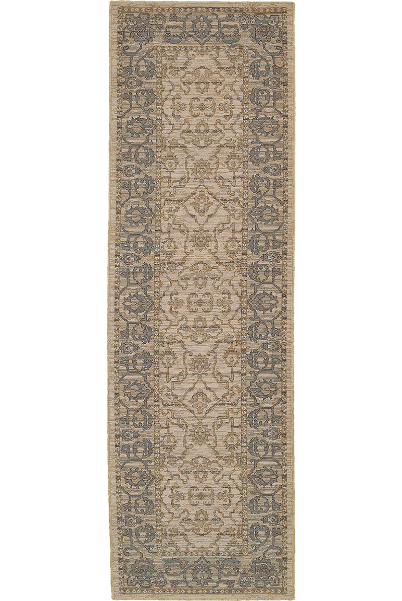 Oushak Rugs VINTAGE 4928U Ivory - Beige & Lt. Grey - Grey Machine Made Rug