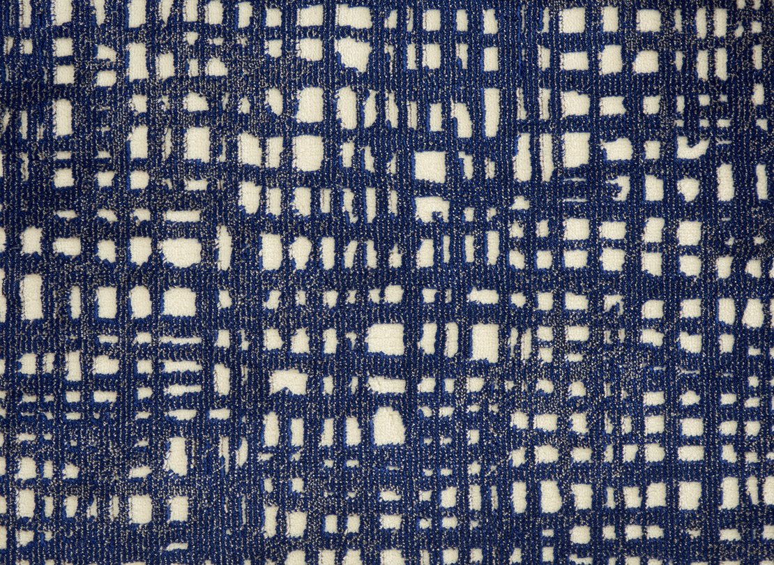 Custom Rugs, Runners & Rounds Cubism Marine Medium Blue - Navy & Ivory - Beige Machine Made Rug