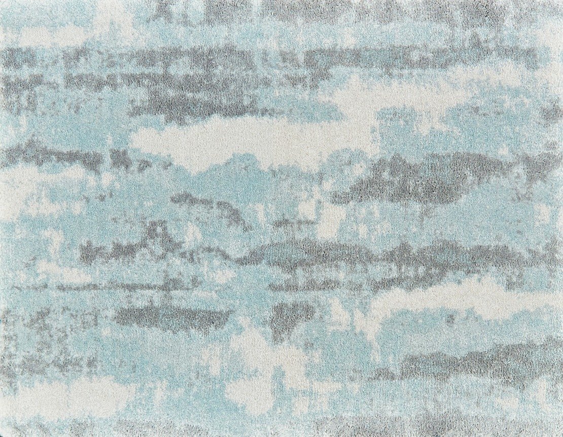 Custom & Wall to Wall Marvelous Powder Blue Lt. Blue - Blue Machine Made Rug