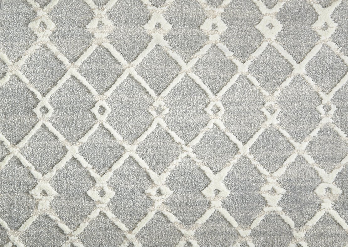 Custom Rugs, Runners & Rounds Centered Chrome Lt. Grey - Grey & Ivory - Beige Machine Made Rug