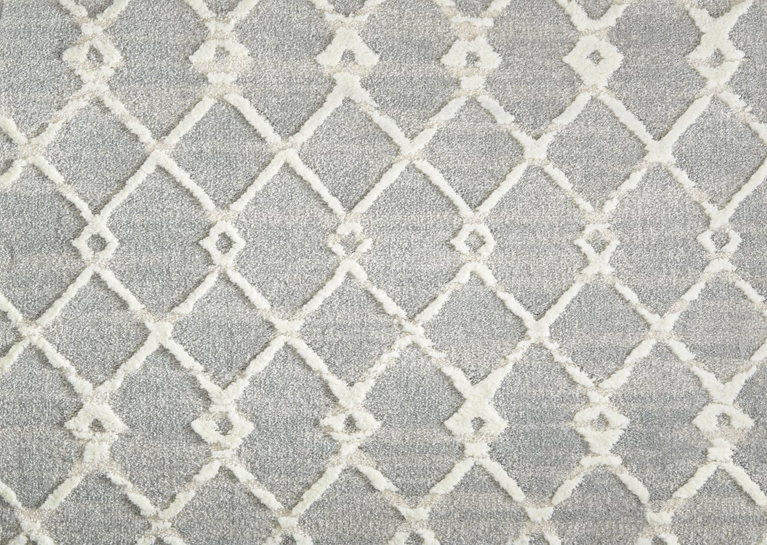 Custom & Wall to Wall Centered Chrome Lt. Grey - Grey & Ivory - Beige Machine Made Rug