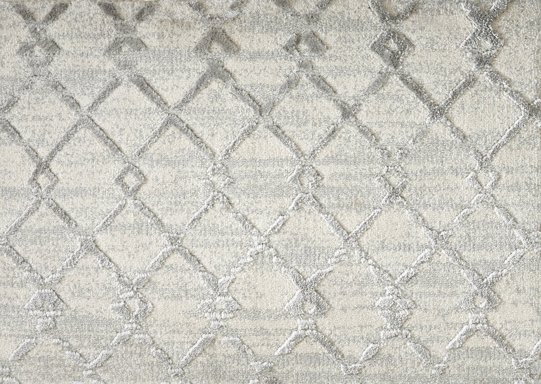 Custom Rugs, Runners & Rounds Centered White Rain Lt. Grey - Grey Machine Made Rug