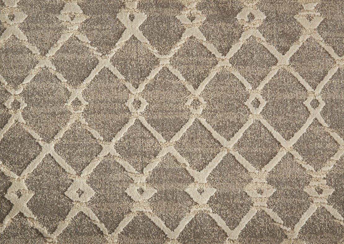 Custom & Wall to Wall Centered Desert Camel - Taupe & Ivory - Beige Machine Made Rug