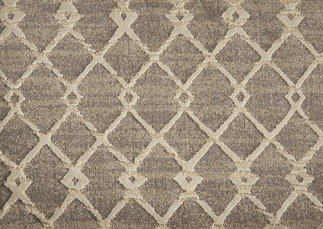 Custom Rugs, Runners & Rounds Centered Desert Camel - Taupe & Ivory - Beige Machine Made Rug