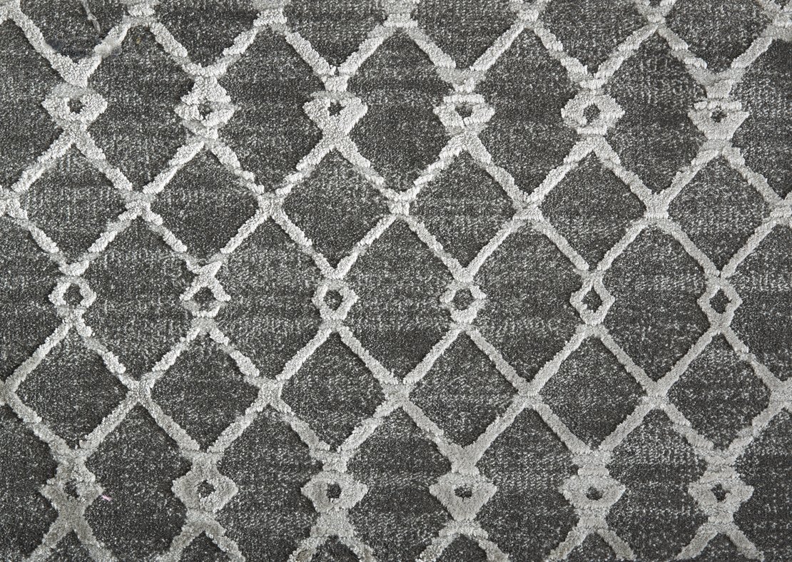 Custom Rugs, Runners & Rounds Centered Metal Black - Charcoal & Lt. Grey - Grey Machine Made Rug