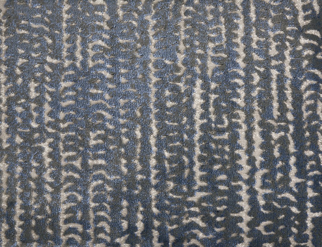 Custom Rugs, Runners & Rounds Silhouette Midnight Black - Charcoal & Medium Blue - Navy Machine Made Rug