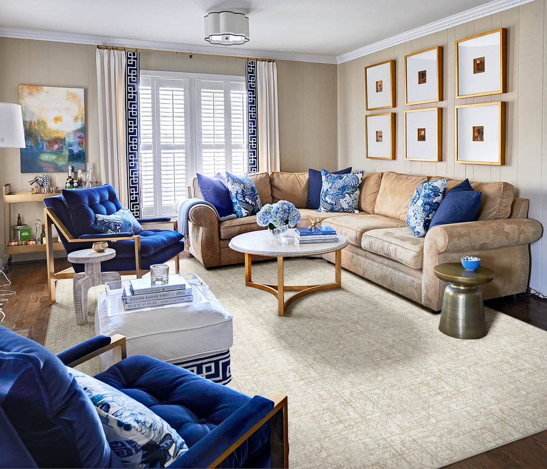 Custom Rugs, Runners & Rounds Swank Imperial Blue Medium Blue - Navy & Lt. Blue - Blue Machine Made Rug
