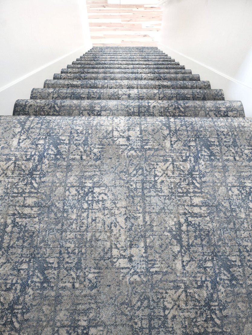 Custom Rugs, Runners & Rounds Swank Imperial Blue Medium Blue - Navy & Lt. Blue - Blue Machine Made Rug